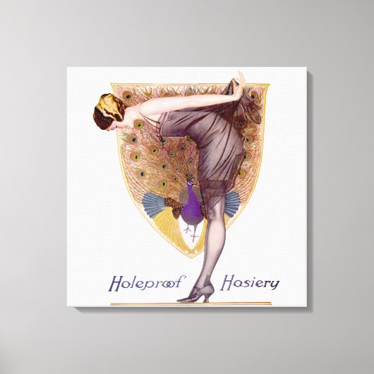 ヴィンテージピーコックウーマンフラッパーかわいらし キャンバスプリント (正面)