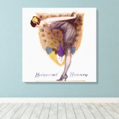 ヴィンテージピーコックウーマンフラッパーかわいらし キャンバスプリント (インサイチュ (ウッドフロア))