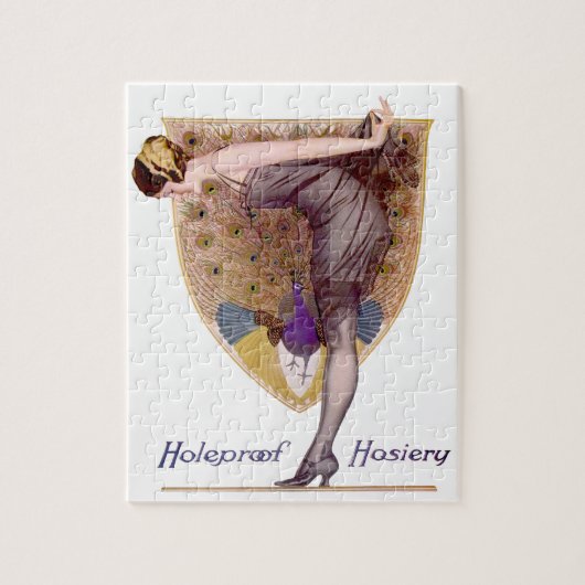 ヴィンテージピーコックウーマンフラッパーかわいらし ジグソーパズル (縦)