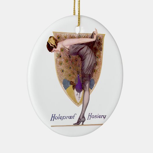 ヴィンテージピーコックウーマンフラッパーかわいらし セラミックオーナメント (右)