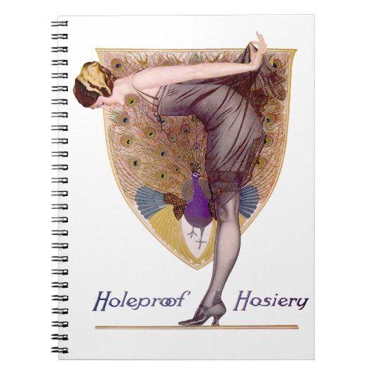 ヴィンテージピーコックウーマンフラッパーかわいらし ノートブック (正面)