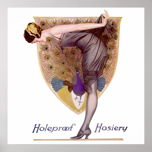 ヴィンテージピーコックウーマンフラッパーかわいらし ポスター (正面)