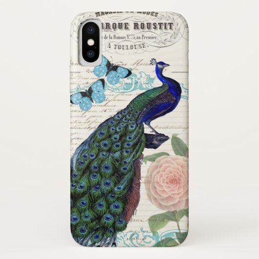 ヴィンテージピーコックオンエフフランスのエメラコラージュ Case-Mate iPhoneケース (裏面)