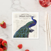 ヴィンテージピーコックオンエフフランスのエメラ スタンダードカクテルナプキン (インサイチュ)