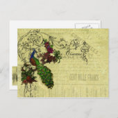 ヴィンテージピーコックオンブランチアパレルとギフト ポストカード (正面/裏面)