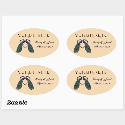 ヴィンテージピーコックキャンドルジャーメッセージカード 楕円形シール (シート)