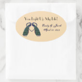 ヴィンテージピーコックキャンドルジャーメッセージカード 楕円形シール (バッグ)