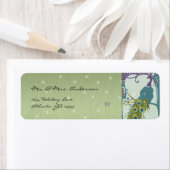 ヴィンテージピーコックグリーン木目と星付き住所 ラベル (インサイチュ)