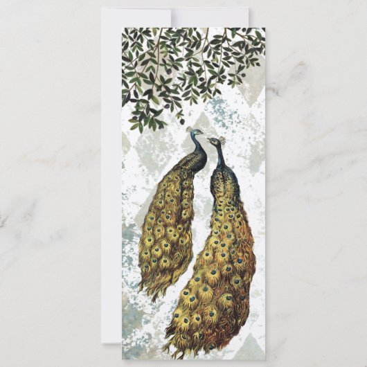 ヴィンテージピーコックシェブロン結婚式招待状 招待状 (裏面)