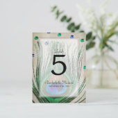 ヴィンテージピーコックジュエリー結婚タンのテーブル番号 ポストカード (スタンド正面)