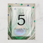 ヴィンテージピーコックジュエリー結婚タンのテーブル番号 ポストカード (正面)