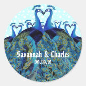 ヴィンテージピーコックスキスをする結婚式の引き出物 ラウンドシール (正面)