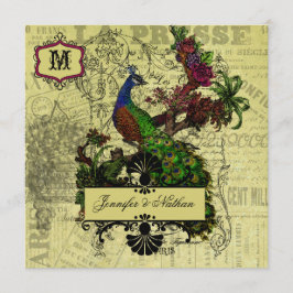ヴィンテージピーコックスクエア結婚式招待状 招待状
