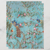 ヴィンテージピーコックスピンクとブルー折り紙紙 (正面/裏面)