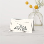 ヴィンテージピーコックスモノグラムアイボリーBG プレイスカード (裏面)