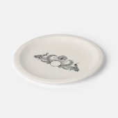 ヴィンテージピーコックスモノグラムアイボリーBG ペーパープレート (アングル)