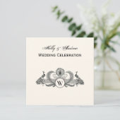 ヴィンテージピーコックスモノグラムアイボリーBG 招待状 (スタンド正面)