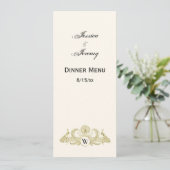 ヴィンテージピーコックスモノグラムフェイク金ゴールドアイボリーBG 招待状 (スタンド正面)