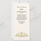 ヴィンテージピーコックスモノグラムフェイク金ゴールドアイボリーBG 招待状 (裏面)