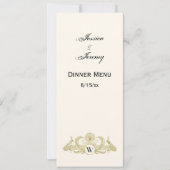 ヴィンテージピーコックスモノグラムフェイク金ゴールドアイボリーBG 招待状 (正面)