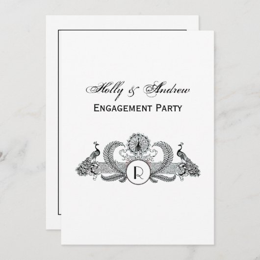 ヴィンテージピーコックスモノグラム 招待状 (正面/裏面)