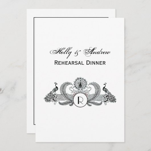 ヴィンテージピーコックスモノグラム 招待状 (正面/裏面)