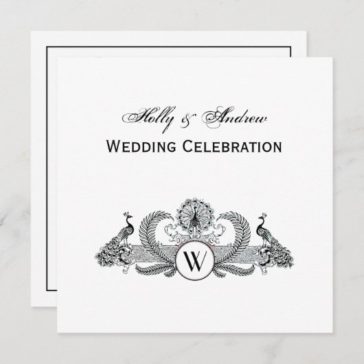 ヴィンテージピーコックスモノグラム 招待状 (正面/裏面)