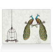 ヴィンテージピーコックス鳥かご結婚式招待状 (内部横(上))