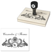 ヴィンテージピーコックス、カップル名イニシャルモノグラム ラバースタンプ (押印)