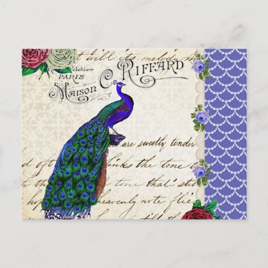 ヴィンテージピーコックソンコラージュ ポストカード (正面)