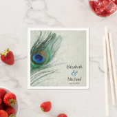 ヴィンテージピーコックダマパーソナライズされたス結婚ズ スタンダードカクテルナプキン (インサイチュ)