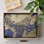 ヴィンテージピーコックネイビーブルー金ゴールドレオパードデコップページ 薄葉紙 (ギフト)