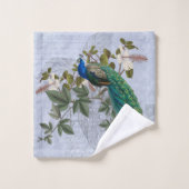 ヴィンテージピーコックハイビスカスエフェメラブエレガントルー バスタオルセット (ウォッシュタオル)