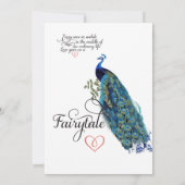 ヴィンテージピーコックハートティール（緑がかった色）アンドコーラル招待状 招待状 (裏面)