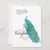 ヴィンテージピーコックハートティール（緑がかった色）アンドコーラル招待状 招待状 (裏面)