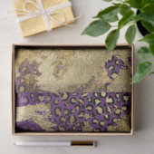 ヴィンテージピーコックパープルと金ゴールドヒョウのデコパージュ 薄葉紙 (ギフト)