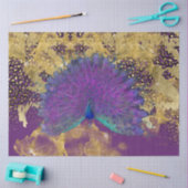 ヴィンテージピーコックパープルと金ゴールドヒョウのデコパージュ 薄葉紙 (クラフト)