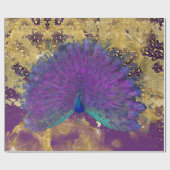 ヴィンテージピーコックヒョウ紫と金ゴールドのデコパージュ ラッピングペーパー (フラット)