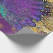 ヴィンテージピーコックヒョウ紫と金ゴールドのデコパージュ ラッピングペーパー (角)