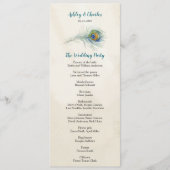 ヴィンテージピーコックフェザーエラガントティール（緑がかった色）結婚ズ プログラム (正面)