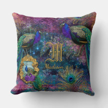 ヴィンテージピーコックフェザーグリッターモノグラム名