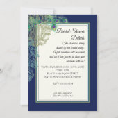 ヴィンテージピーコックフェザーズネイビーブライダルシャワー 招待状 (正面)