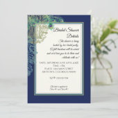 ヴィンテージピーコックフェザーズネイビーブライダルシャワー 招待状 (スタンド正面)