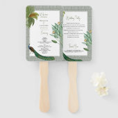 ヴィンテージピーコックフェザートロピカル結婚式 プログラム ハンドファン (正面&裏面)