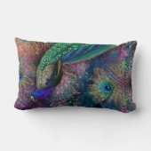 ヴィンテージピーコックフェザーフローラ金ゴールドピンクグリッター ランバークッション (裏面)