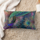 ヴィンテージピーコックフェザーフローラ金ゴールドピンクグリッター ランバークッション (ブランケット)