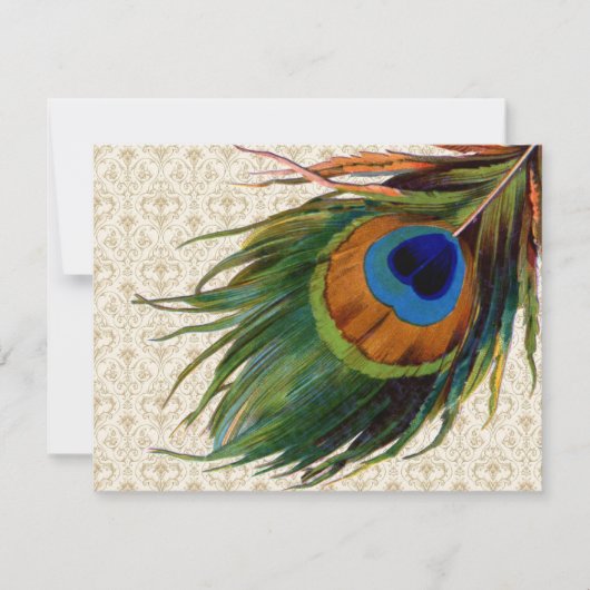 ヴィンテージピーコックフェザーブライダルティー 招待状 (正面)