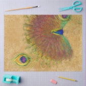 ヴィンテージピーコックフェザーブルー金ゴールドフローラダム 薄葉紙 (クラフト)