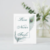 ヴィンテージピーコックフェザー感動的ラブ引用文 ポストカード (スタンド正面)