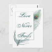 ヴィンテージピーコックフェザー感動的ラブ引用文 ポストカード (正面/裏面)